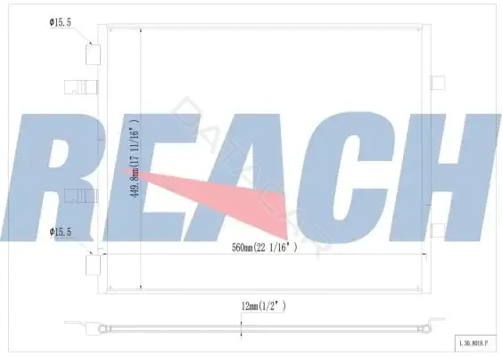 Радиатор кондиционера REACH 1.30.8019.P