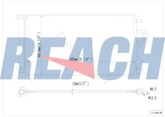 Радиатор кондиционера REACH 1.31.3864.PDH