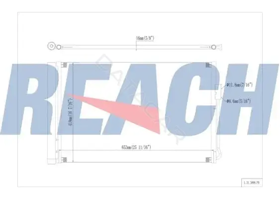 Радиатор кондиционера REACH 1.31.3899.PD