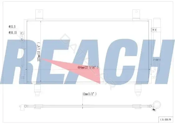 Радиатор кондиционера REACH 1.31.4293.PD