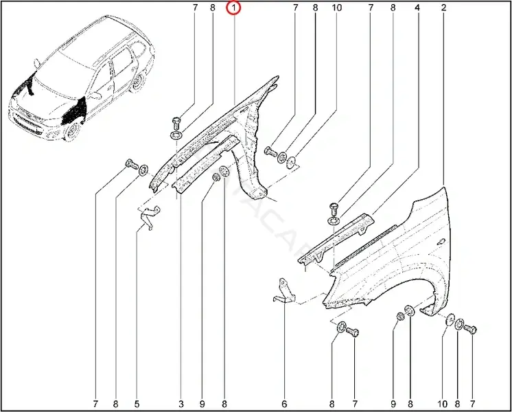 Крыло переднее LADA 21900-8403010-70