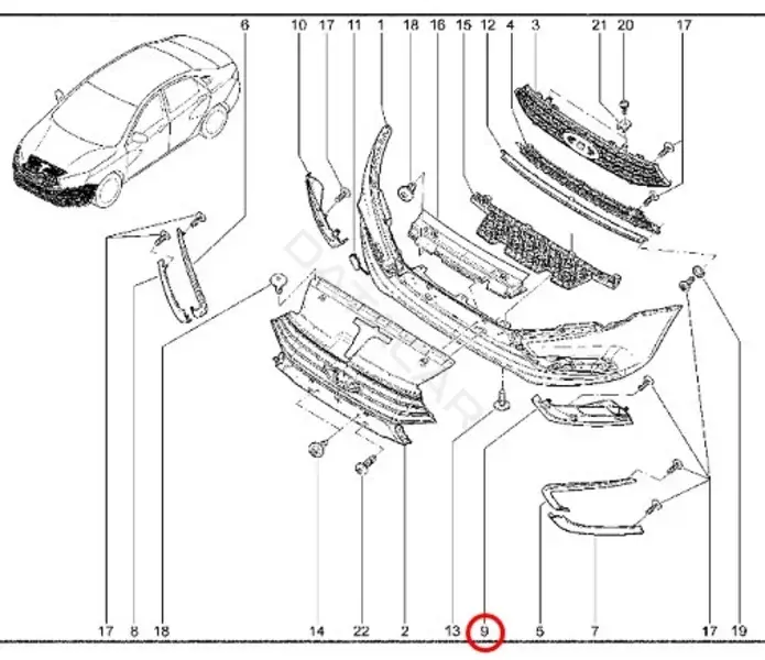 Накладка бампера LADA 8450006676