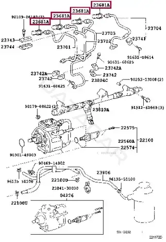 Ремкомплект форсунок TOYOTA 2368130010