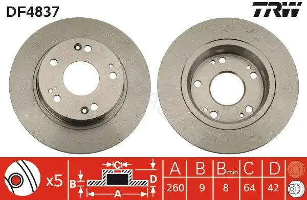 Тормозные диски TRW DF4837