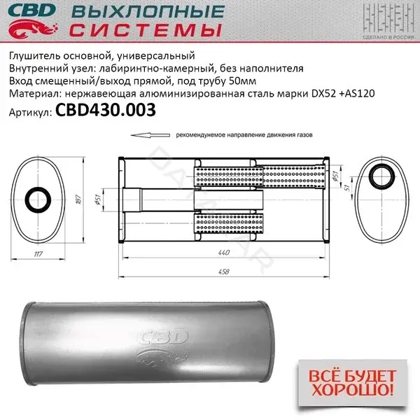Глушитель выхлопных газов CBD CBD430003