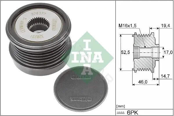 Шкив генератора INA 535037310