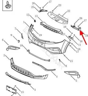 Кронштейн-направляющая бампера GEELY 6073006100