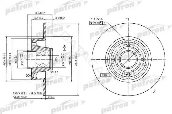 Тормозные диски PATRON PBD7015