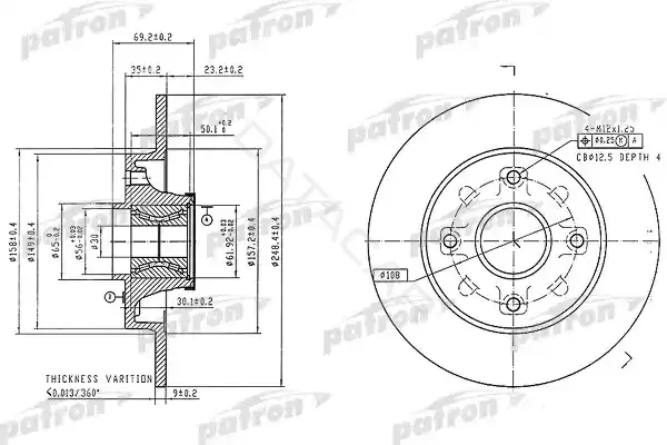 Тормозные диски PATRON PBD7016