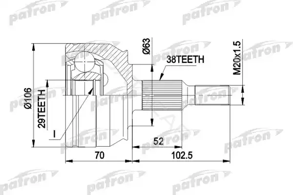 Шрус PATRON PCV1033