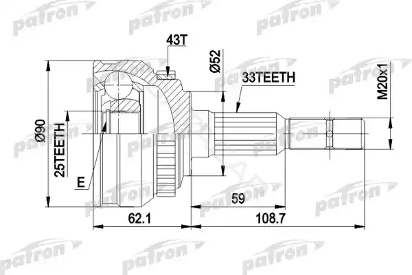 Шрус PATRON PCV1052