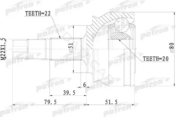Шрус PATRON PCV1073