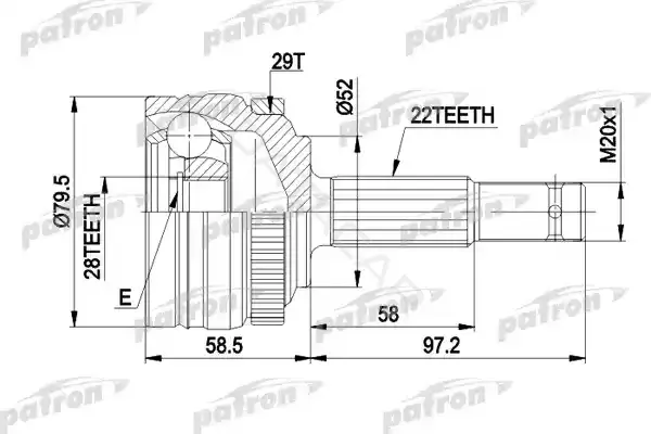 Шрус PATRON PCV1116