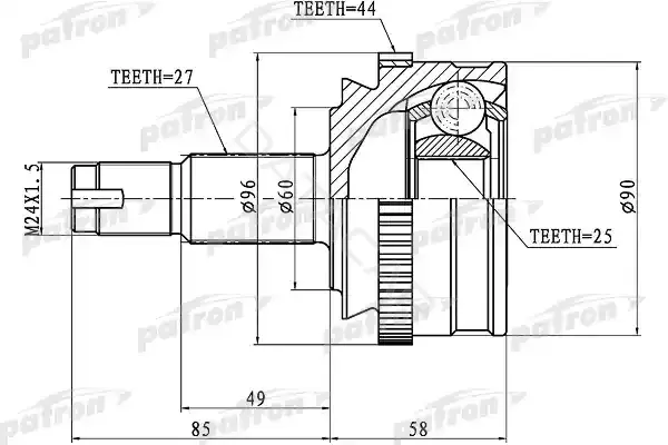 Шрус PATRON PCV1186