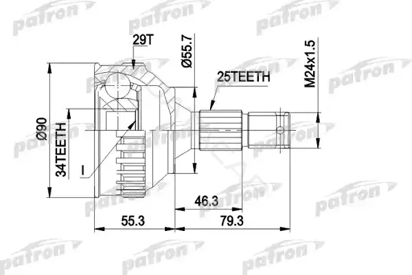 Шрус PATRON PCV1282