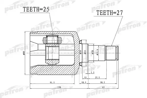 Приводной вал / Полуось PATRON PCV1379