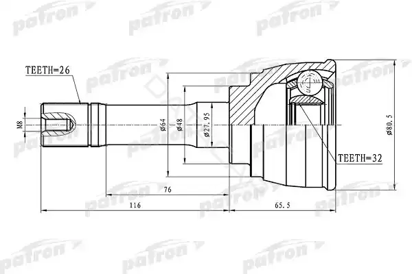 Шрус PATRON PCV1425