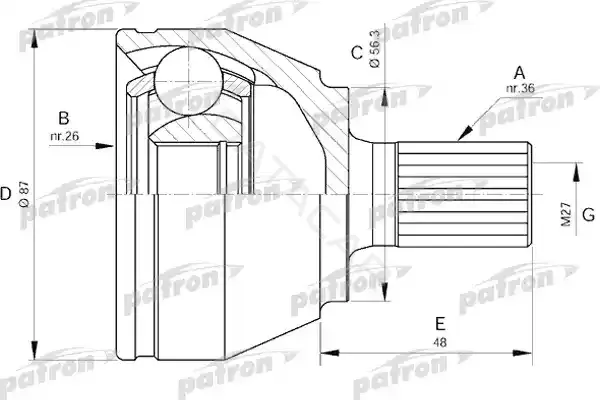 Шрус PATRON PCV1510