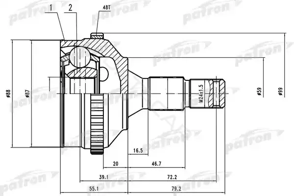 Шрус PATRON PCV1569