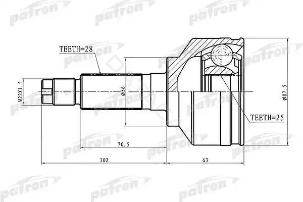 Шрус PATRON PCV1654