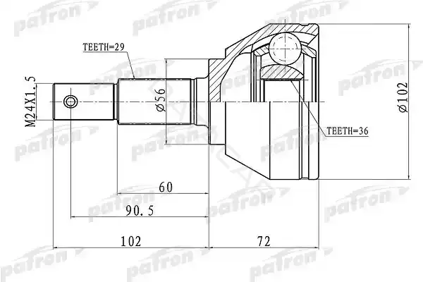 Шрус PATRON PCV1698