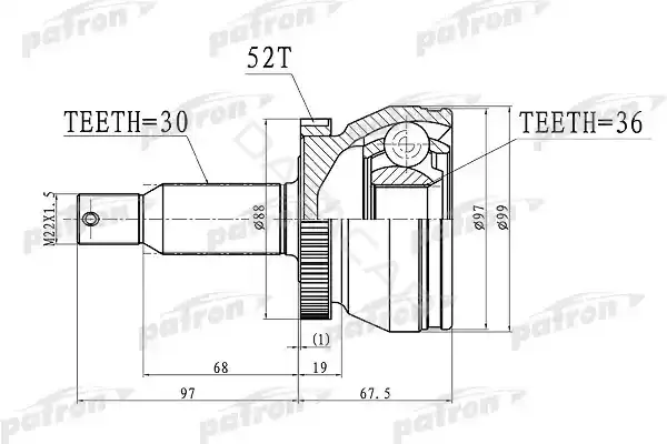 Шрус PATRON PCV3072