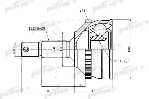 Шрус PATRON PCV3083