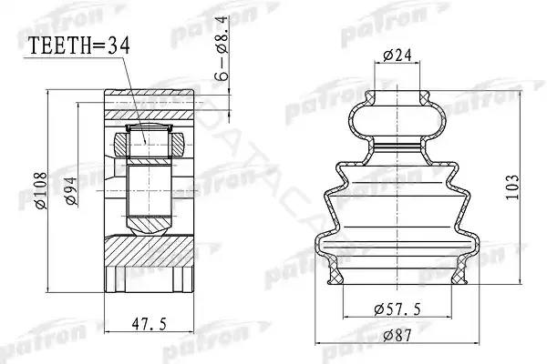 Шрус PATRON PCV4044