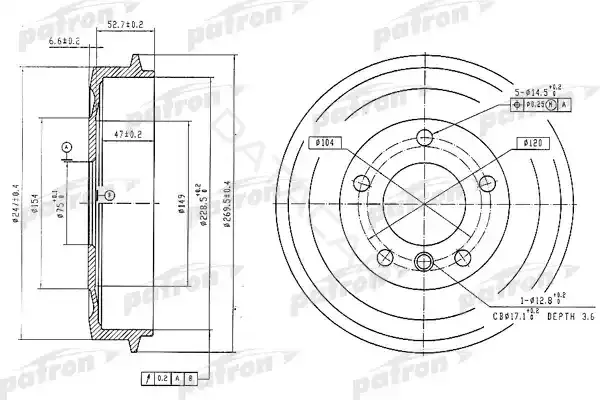 Тормозной барабан PATRON PDR1035