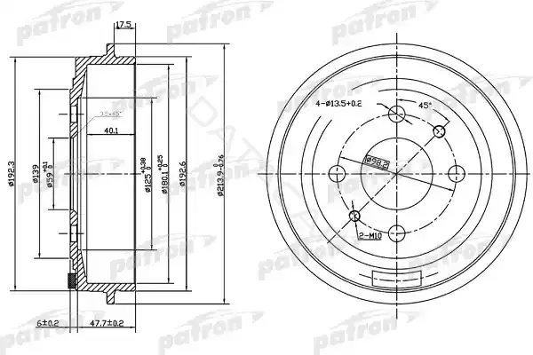 Тормозной барабан PATRON PDR1045