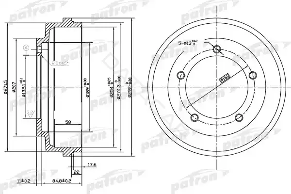 Тормозной барабан PATRON PDR1067