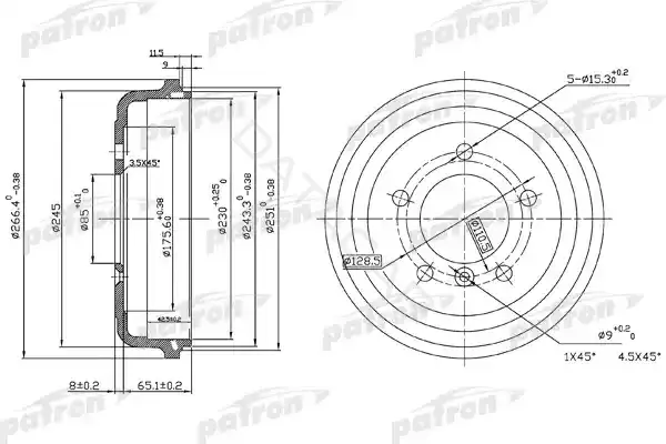 Тормозной барабан PATRON PDR1095