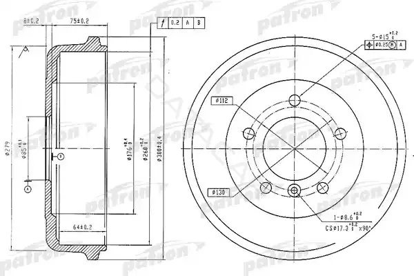 Тормозной барабан PATRON PDR1096