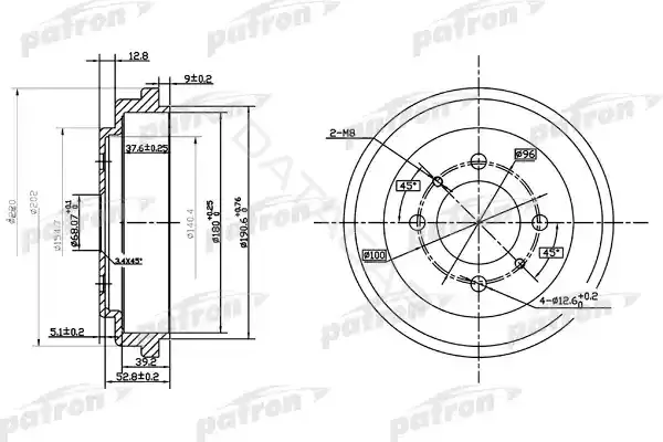 Тормозной барабан PATRON PDR1112