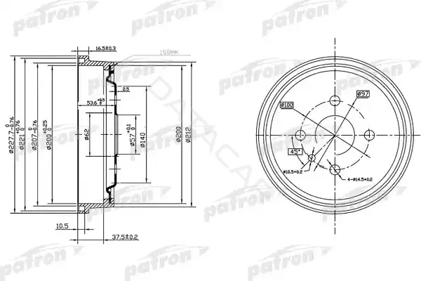 Тормозной барабан PATRON PDR1118