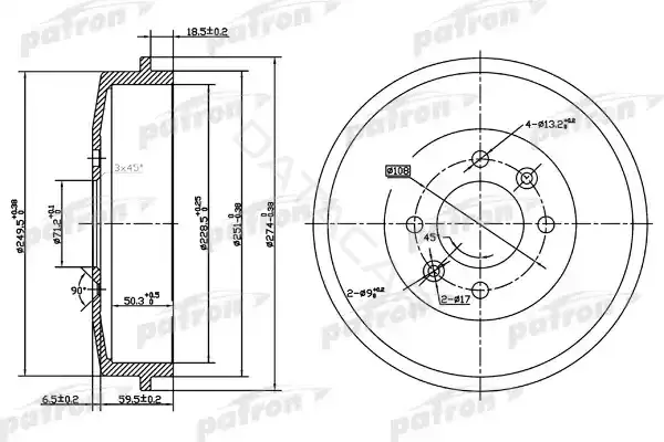 Тормозной барабан PATRON PDR1126