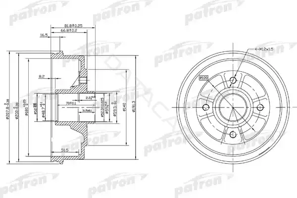 Тормозной барабан PATRON PDR1146