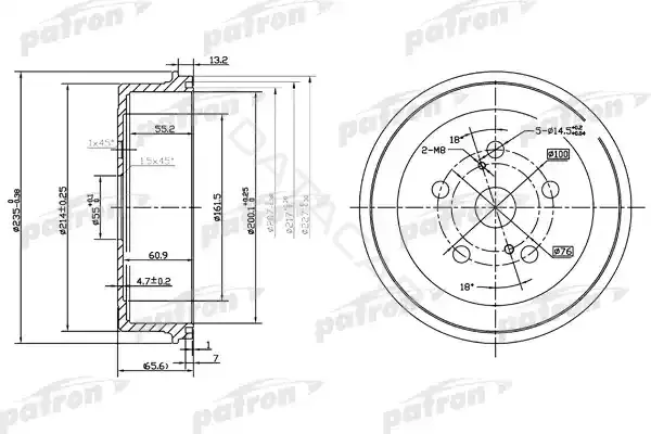 Тормозной барабан PATRON PDR1182