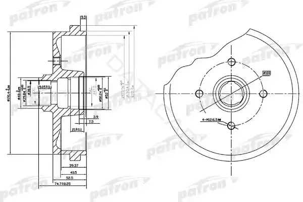 Тормозной барабан PATRON PDR1184