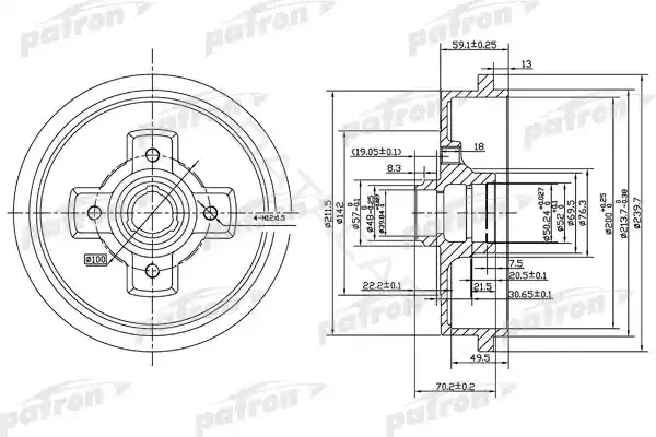 Тормозной барабан PATRON PDR1208