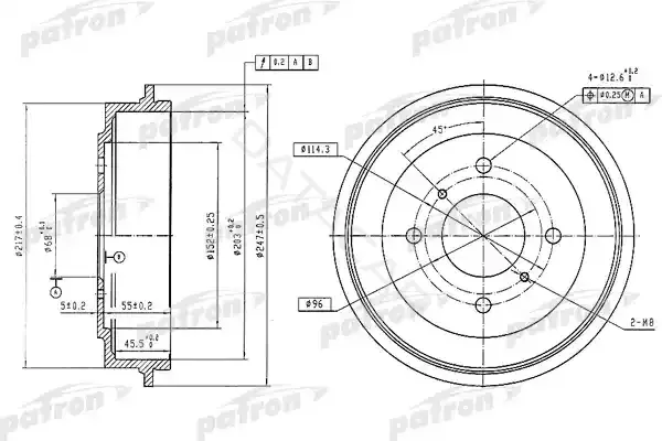 Тормозной барабан PATRON PDR1256