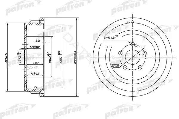 Тормозной барабан PATRON PDR1479