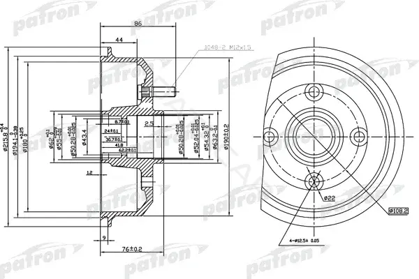 Тормозной барабан PATRON PDR1529