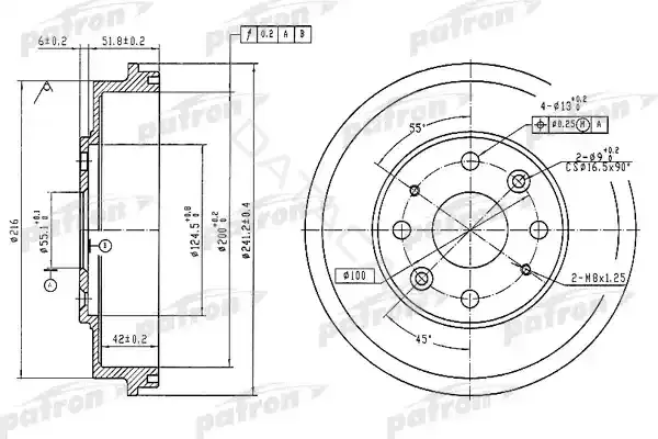 Тормозной барабан PATRON PDR1546