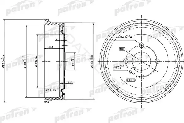 Тормозной барабан PATRON PDR1551