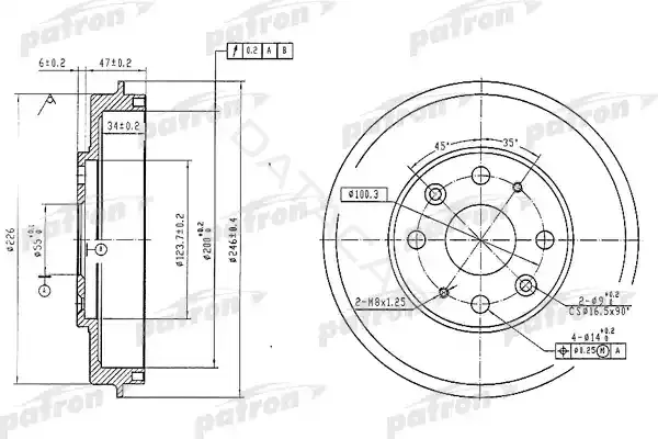 Тормозной барабан PATRON PDR1573