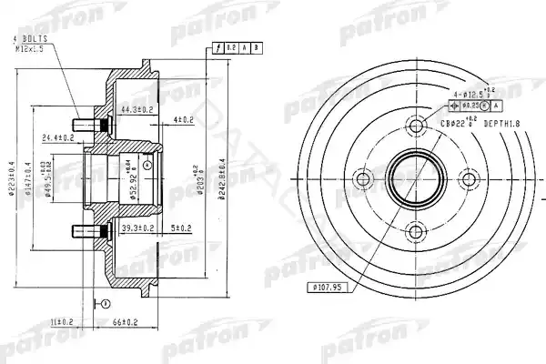 Тормозной барабан PATRON PDR1584