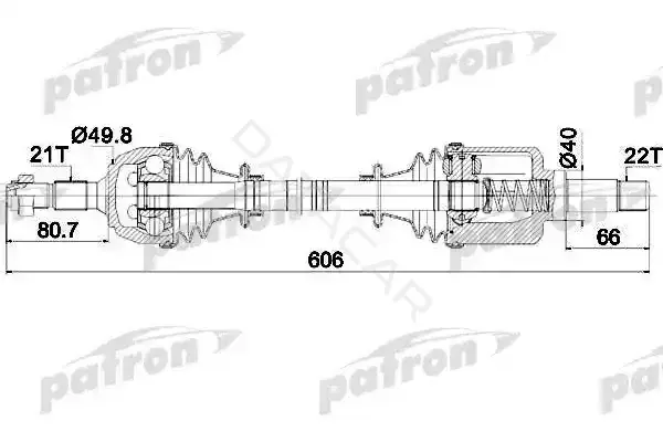 Приводной вал / Полуось PATRON PDS0080