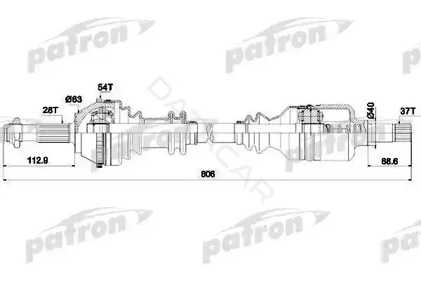Приводной вал / Полуось PATRON PDS0084