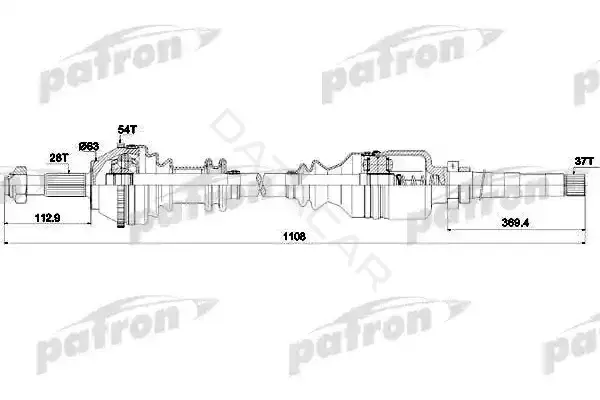 Приводной вал / Полуось PATRON PDS0085